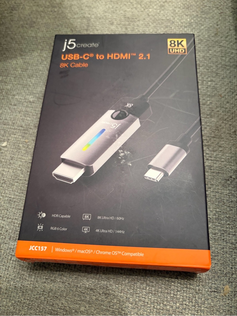 j5create USB-C to HDMI 2.1 8K Cable - Black & Silver